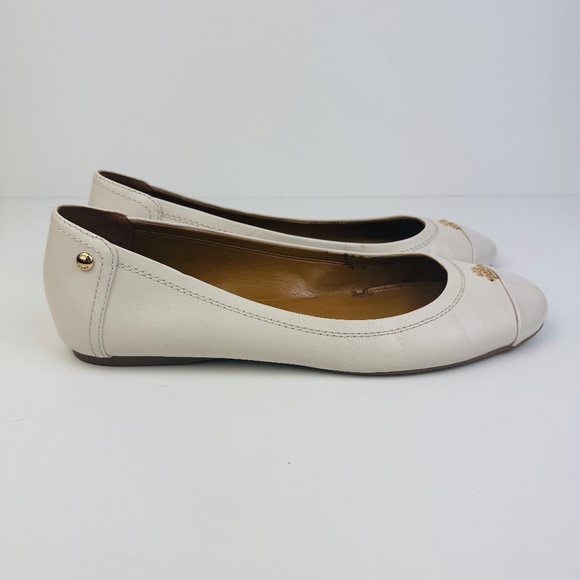 Coach Chelsea Ballet Flats Ivory Leather & Patent Leather Cap Toe Womens Sz 9.5B - Picture 3 of 12